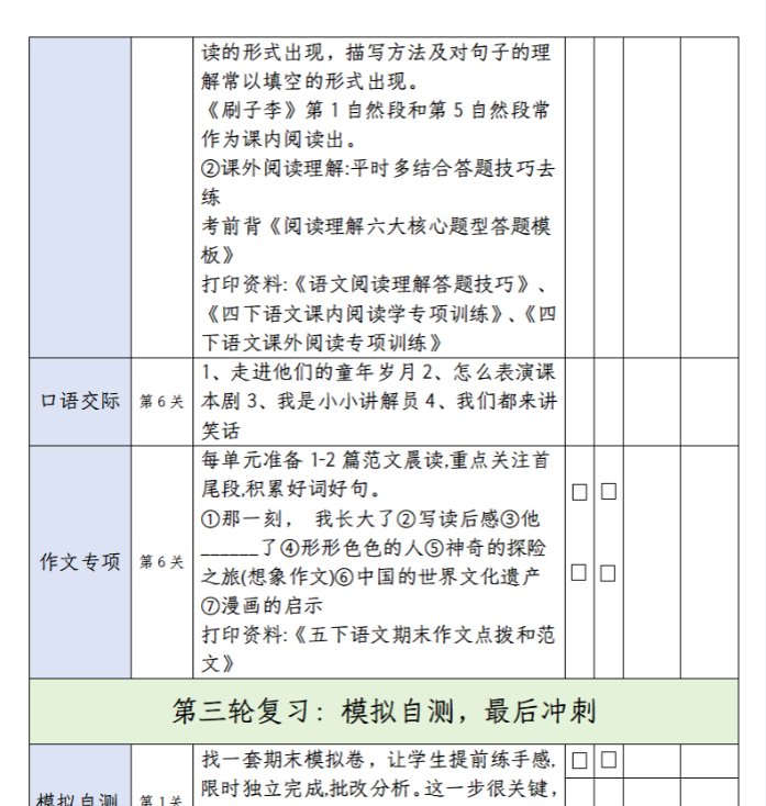 图片[2]-【期末三轮复习法闯关表】五下语文-百度网盘下载-木木网盘资源网